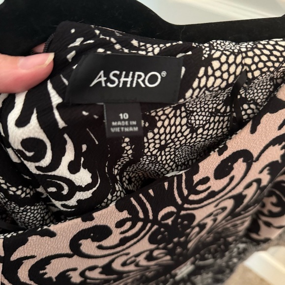 ASHRO Pink & Black Baroque Print Shift Dress – Size 10 – Stretch Lined - Picture 5 of 7